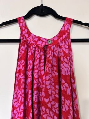 Vintage Noa Noa Hawaiian Maxi Dress in Pink Red Print Sz M